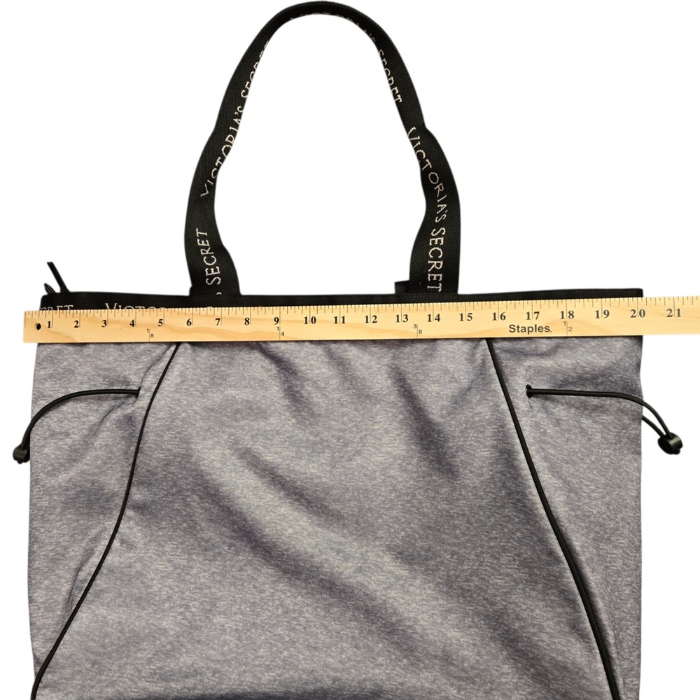Victoria's Secret Sport Cinch Tote Gray Marl Water Resistant Zip Travel Gym Bag - Picture 9 of 10